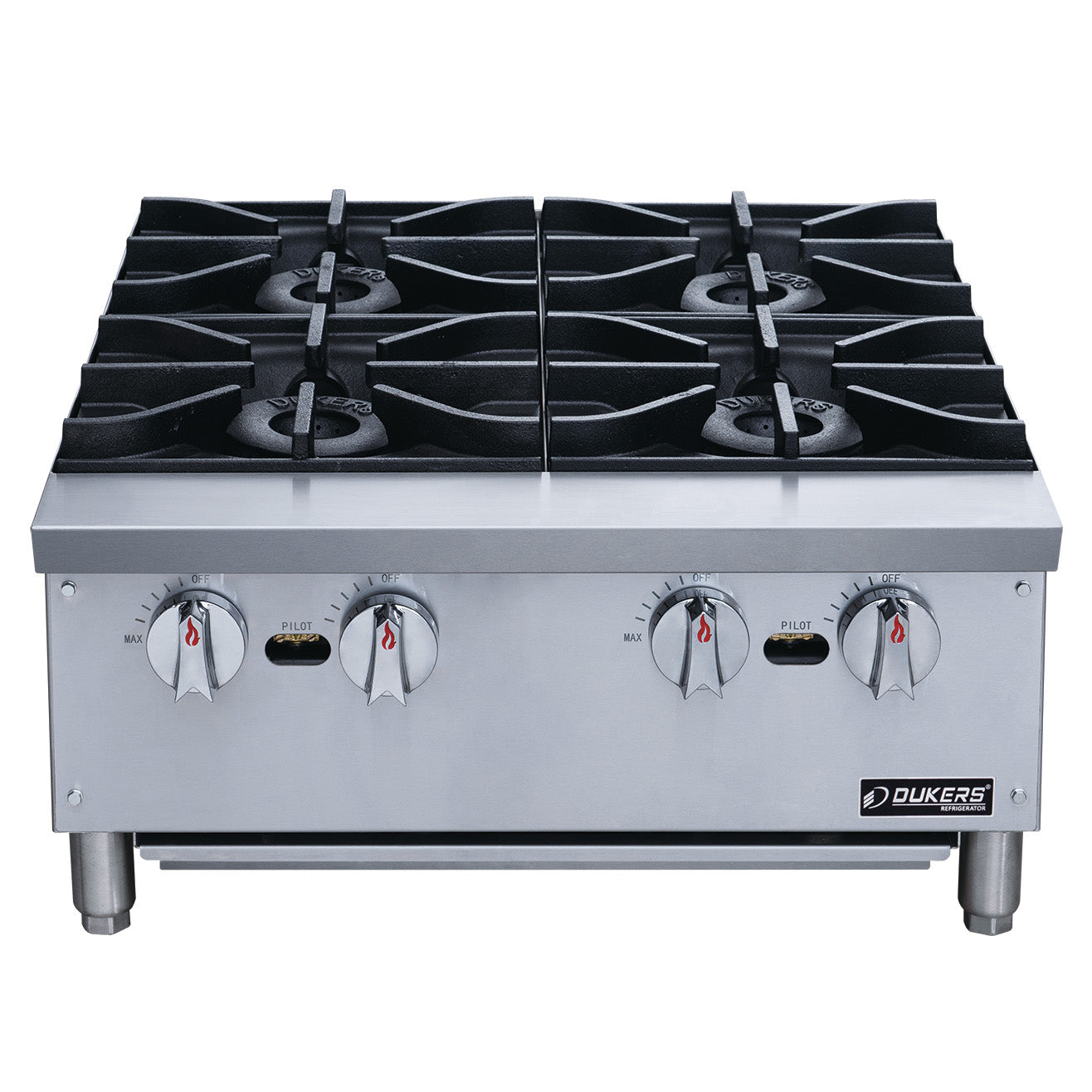 Dukers DCHPA24 24 Gas Countertop Hot Plate with 4 Burner - 112,000 BT