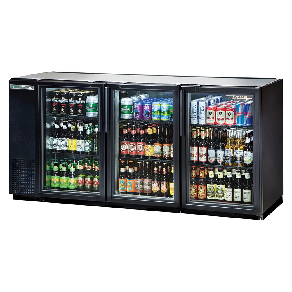 True TBB-24GAL-72G-HC-LD Glass Swing Door Galvanized Top Back Bar Cooler