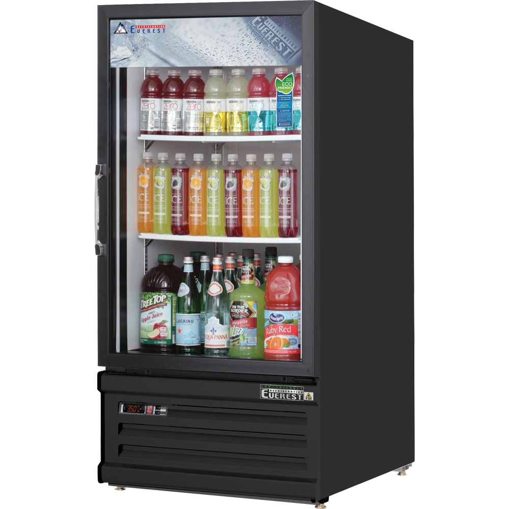 Everest Refrigeration EMGR8B 1 Door Refrigerator Merchandiser, 8 cu ft - Black Exterior