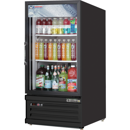 Everest Refrigeration EMGR8B 1 Door Refrigerator Merchandiser, 8 cu ft - Black Exterior