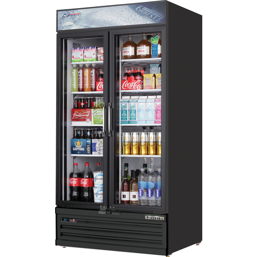 Everest Refrigeration EMSGR33B 2 Door Refrigerator Merchandiser (Swing), 33 cu ft - Black Exterior