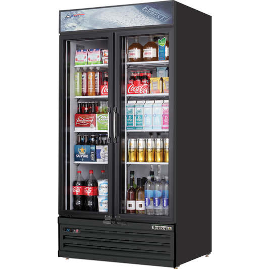 Everest Refrigeration EMSGR33B 2 Door Refrigerator Merchandiser (Swing), 33 cu ft - Black Exterior