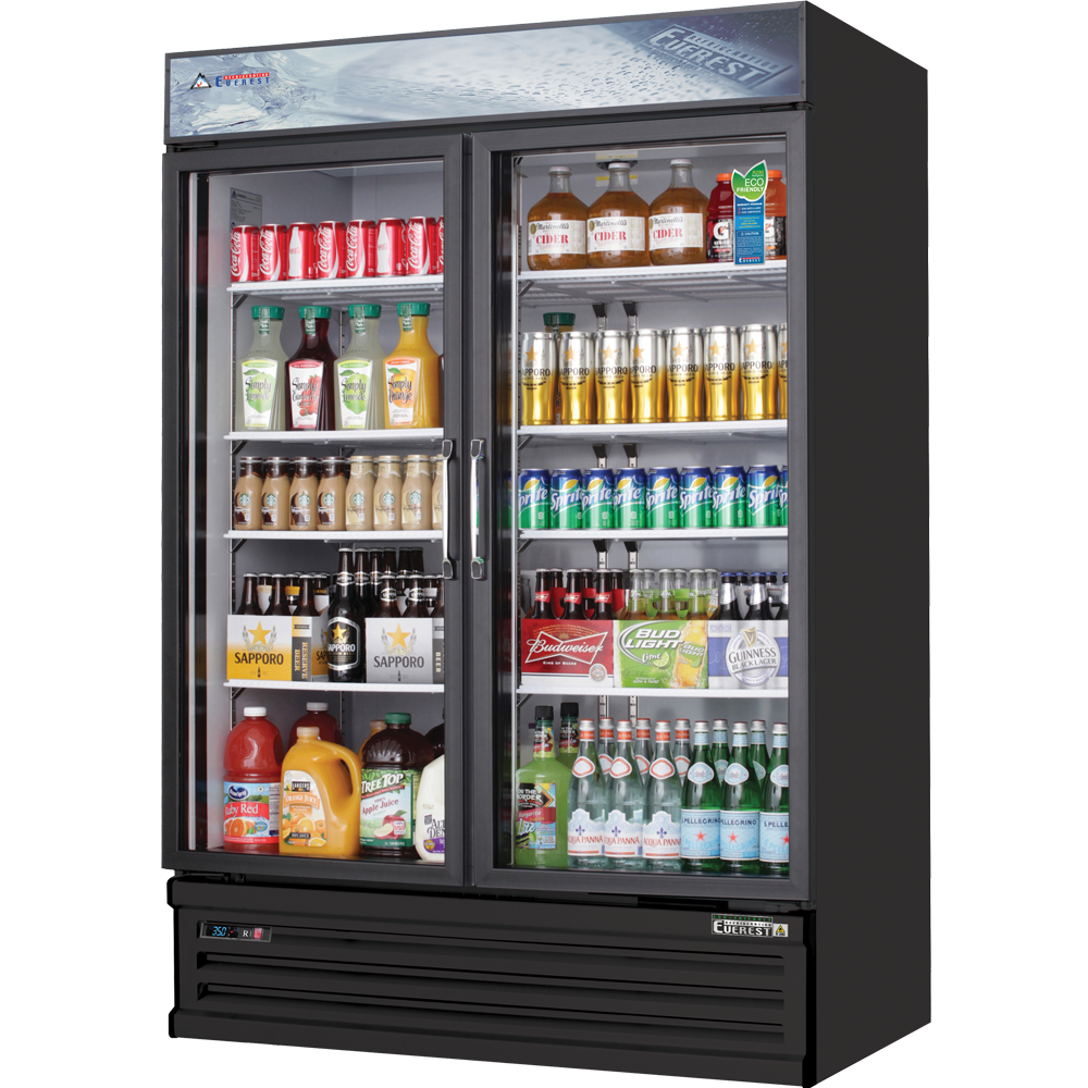 Everest Refrigeration EMSGR48B 2 Door Refrigerator Merchandiser (Swing), 48 cu ft - Black Exterior