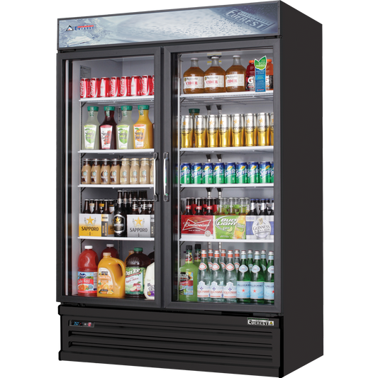 Everest Refrigeration EMSGR48B 2 Door Refrigerator Merchandiser (Swing), 48 cu ft - Black Exterior