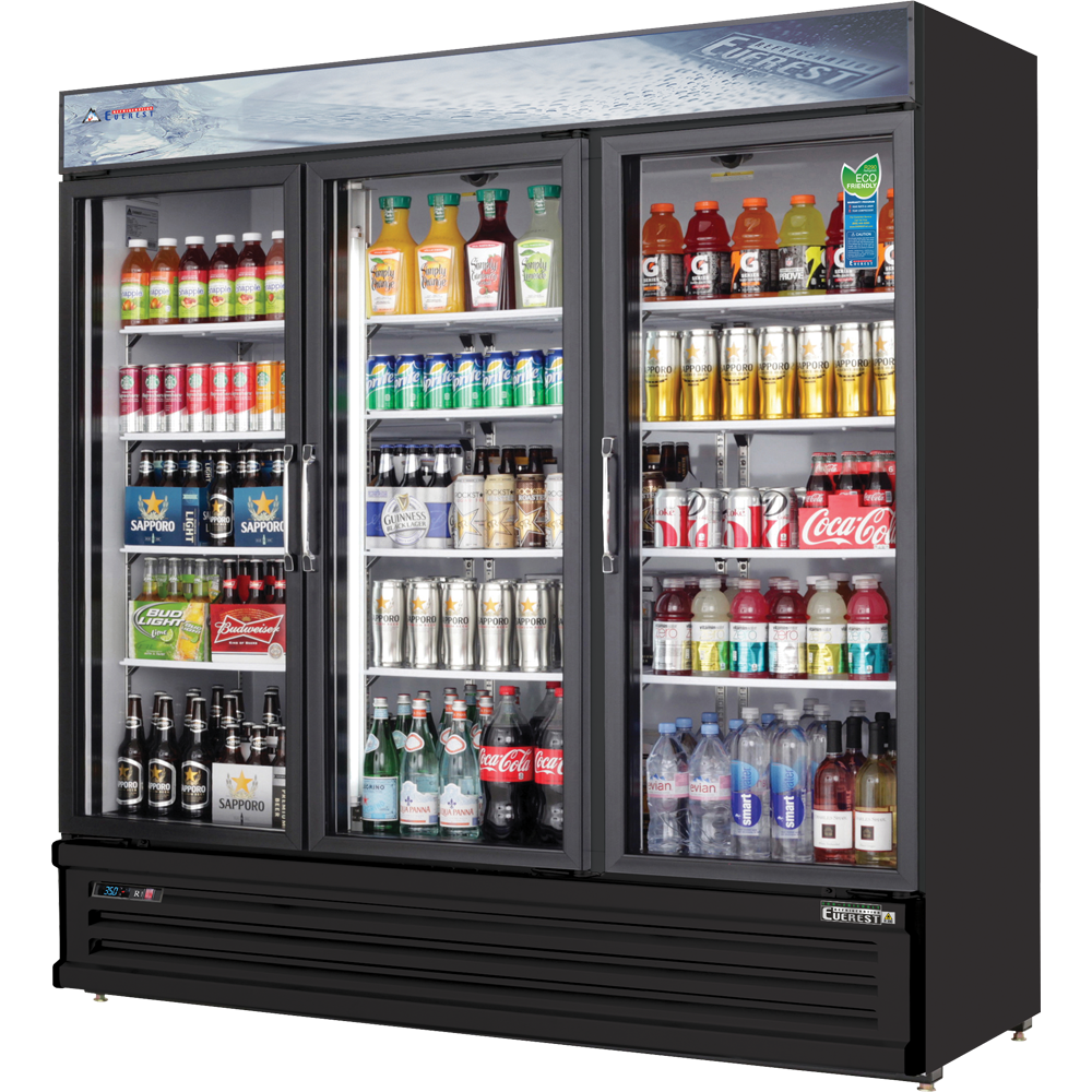 Everest Refrigeration EMSGR69B 3 Door Refrigerator Merchandiser (Swing), 69 cu ft - Black Exterior