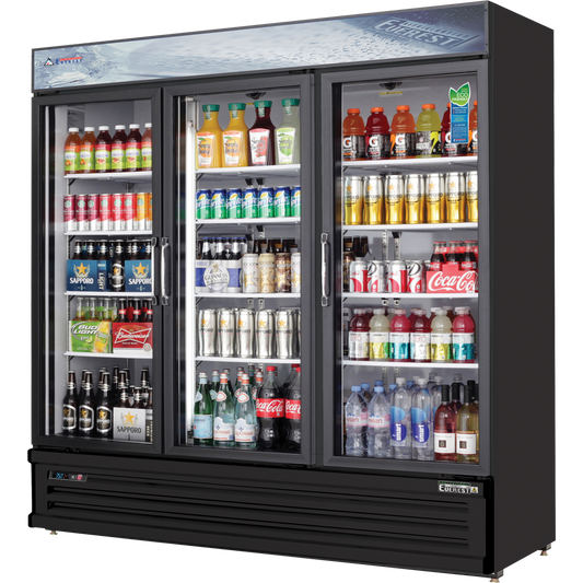 Everest Refrigeration EMSGR69B 3 Door Refrigerator Merchandiser (Swing), 69 cu ft - Black Exterior