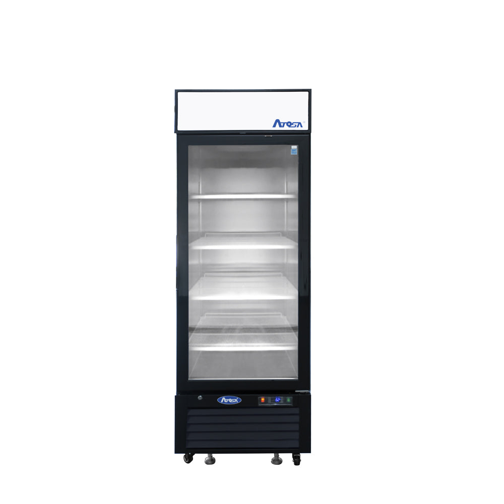 Atosa MCF8720GRL Bottom Mount (1) Glass Door Freezer 19.39 Cu Ft-Black Cabinet Left Hinged Dimensions: 27 W * 31-1/2 D * 81-1/5 H