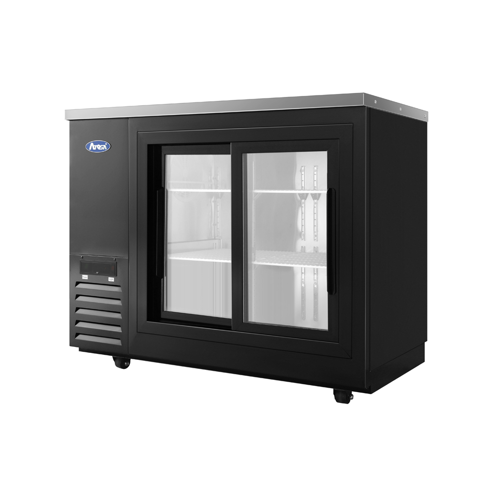 Atosa SBB48SGGRAUS2 48" Back Bar Cooler w/ Sliding Glass Door Shallow Depth (Black Exterior)