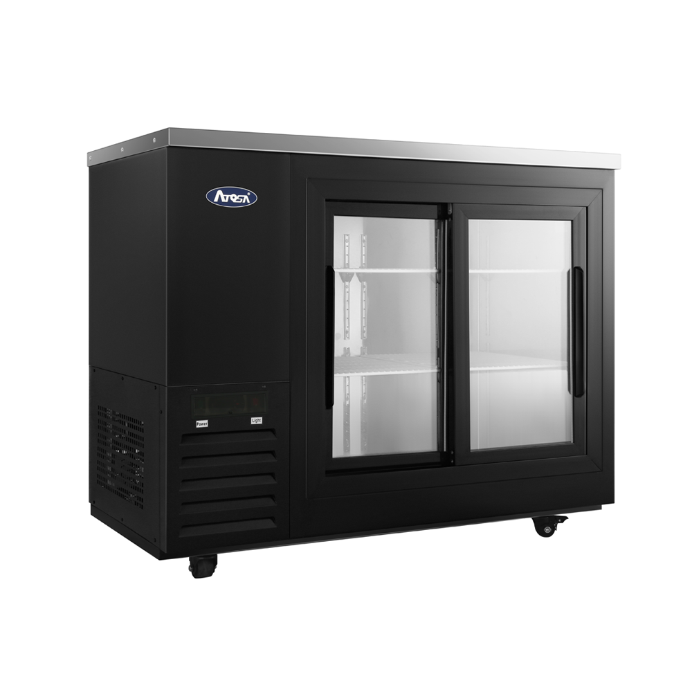 Atosa SBB48SGGRAUS2 48" Back Bar Cooler w/ Sliding Glass Door Shallow Depth (Black Exterior)