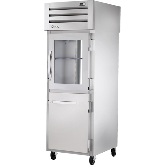 True STA1RPT-1HG/1HS-1G-HC Pass-Thru Combination Half Front/Glass Rear Swing Doors Refrigerator