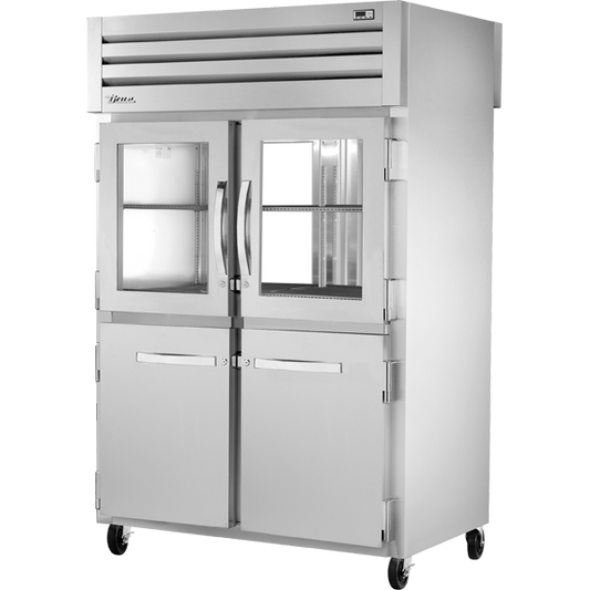 True STA2RPT-2HG/2HS-2G-HC Pass-Thru Combination Half Front/Glass Rear Swing Doors Refrigerator