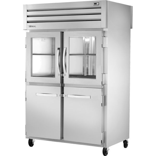 True STA2RPT-2HG/2HS-2S-HC Pass-Thru Combination Half Front/Solid Rear Swing Doors Refrigerator