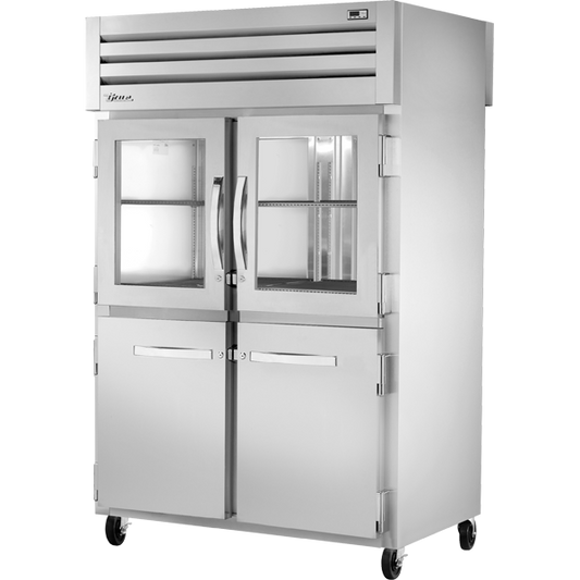 True STA2RPT-2HG/2HS-2S-HC Pass-Thru Combination Half Front/Solid Rear Swing Doors Refrigerator