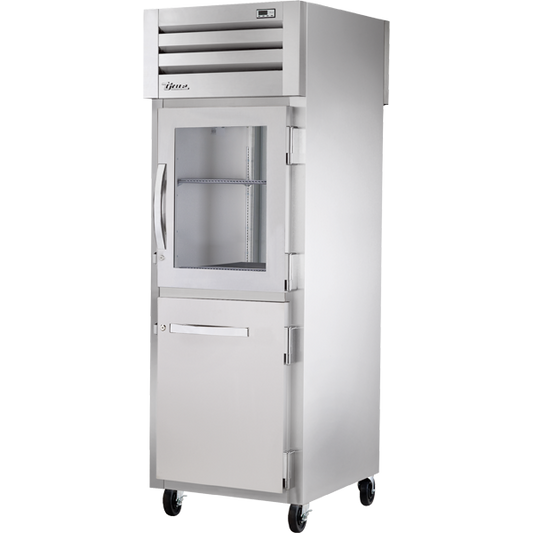 True STG1RPT-1HG/1HS-1S-HC Pass-Thru Combination Half Front/Solid Rear Swing Doors Refrigerator