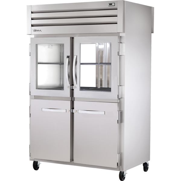 True STG2RPT-2HG/2HS-2G-HC Pass-Thru Combination Half Front/Glass Rear Swing Doors Refrigerator