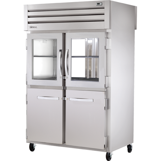 True STG2RPT-2HG/2HS-2G-HC Pass-Thru Combination Half Front/Glass Rear Swing Doors Refrigerator