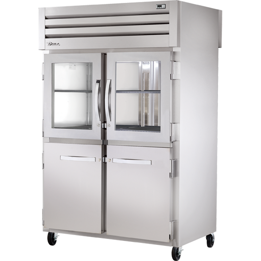 True STG2RPT-2HG/2HS-2S-HC Pass-Thru Combination Half Front/Solid Rear Swing Doors Refrigerator