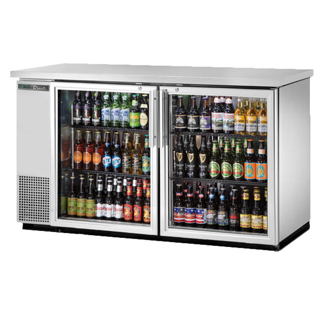 True TBB-24-60G-S-HC-LD Stainless Steel Narrow Glass Door Back Bar Refrigerator with LED Lighting