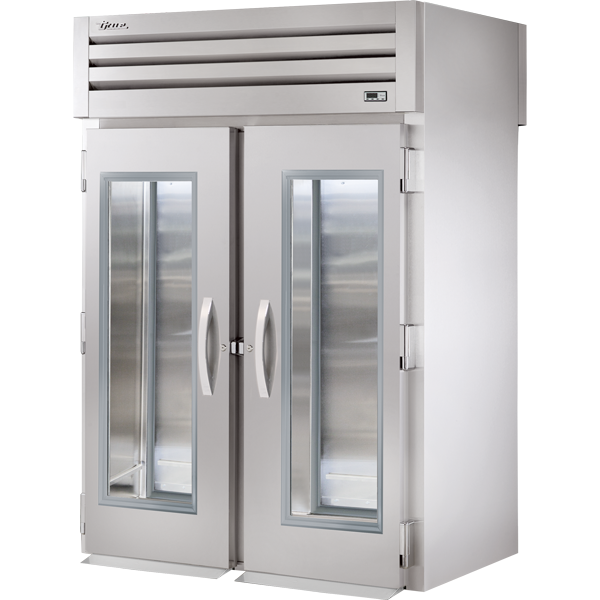 True STR2RRT-2G-2S Roll-Thru Glass Front/Solid Rear Swing Door Refrigerator