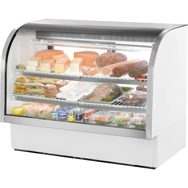 True TCGG-60-HC-LD Curved Glass Refrigerated Deli Case