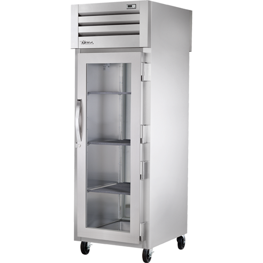 True STA1HPT-1G-1S Pass-Thru Glass Front/Solid Rear Swing Doors Heated Cabinet