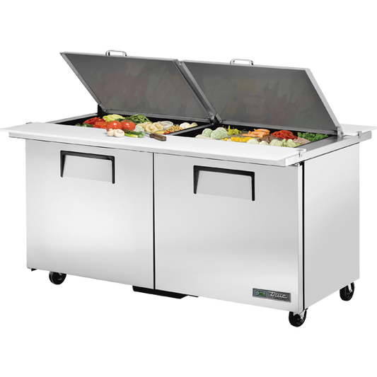 True TSSU-60-24M-B-DS-ST-HC Dual Sided Mega-Top Solid Door Sandwich/Salad Unit