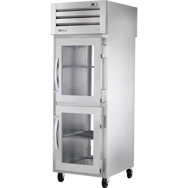 True STA1RPT-2HG-1G-HC Pass-Thru Half Glass Front/Glass Rear Swing Doors Refrigerator