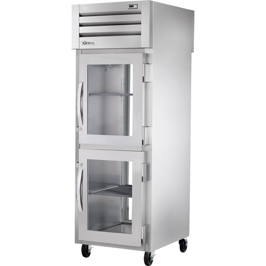 True STA1RPT-2HG-1G-HC Pass-Thru Half Glass Front/Glass Rear Swing Doors Refrigerator