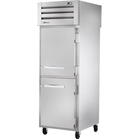 True STA1RPT-2HS-1G-HC Pass-Thru Solid Half Front/Glass Rear Swing Doors Refrigerator