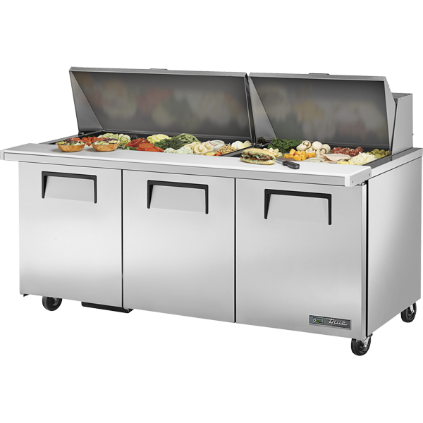 True TSSU-72-30M-B-ST-HC Mega-Top Solid Door Sandwich/Salad Unit