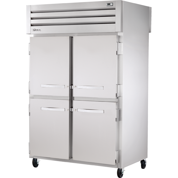 True STR2RPT-4HS-2G-HC Pass-Thru Solid Half Front/Glass Rear Swing Doors Refrigerator