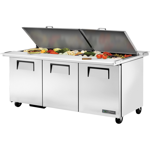 True TSSU-72-30M-B-DS-ST-HC Dual Sided Mega-Top Solid Door Sandwich/Salad Unit