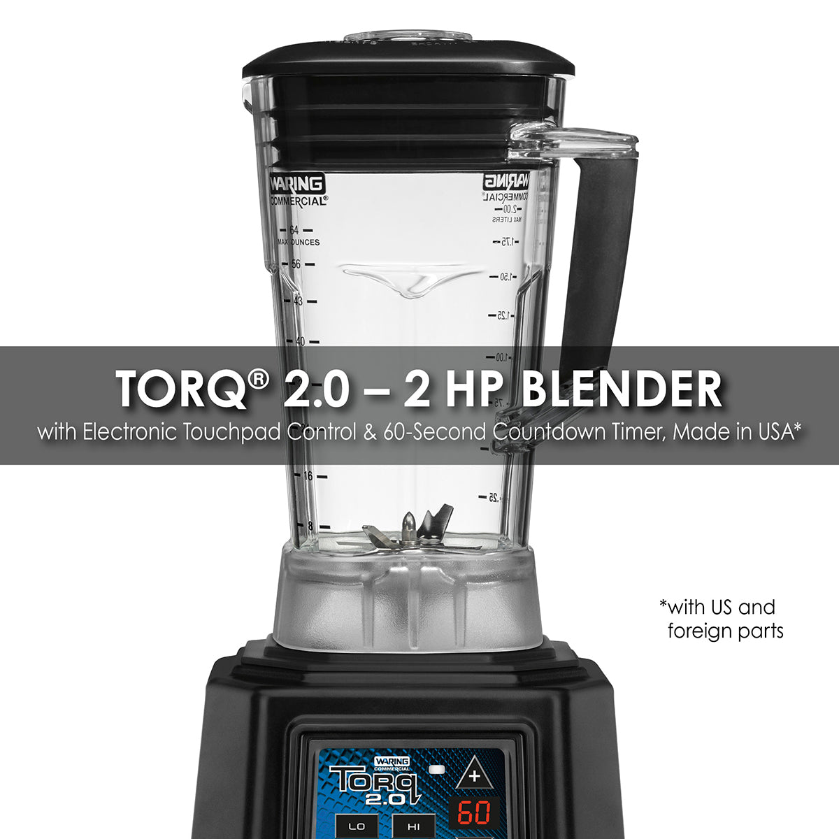 Waring TBB160P6 2 HP Blender, Electronic Keypad & 60-Second Timer, with 64 oz. BPA-Free Copolyester Container