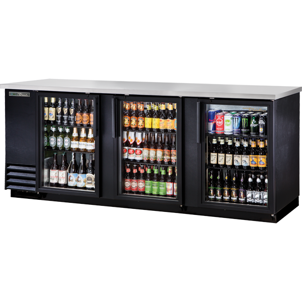 True TBB-4G-HC-LD Glass Swing Door Back Bar Cooler with LED Lighting