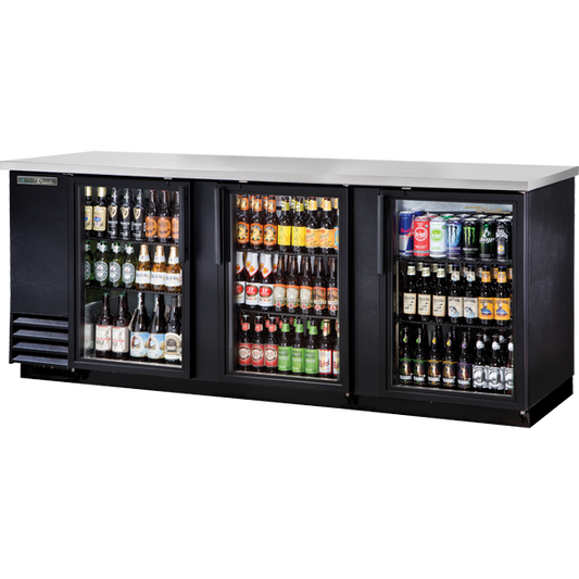 True TBB-4G-HC-LD Glass Swing Door Back Bar Cooler with LED Lighting