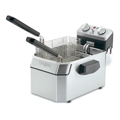 Waring WDF1000 Heavy-Duty 10 lb. Deep Fryer w/3 Baskets & Night Cover — 120V