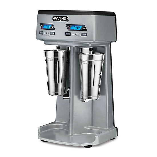 Waring WDM240TX Heavy-Duty Double-Spindle Drink Mixer with Timer, 2 Cups Included