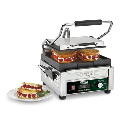 Waring WFG150T Tostato Perfetto® Compact Flat Toasting Grill with Timer — 120V (9.75" x 9.25" cooking surface)