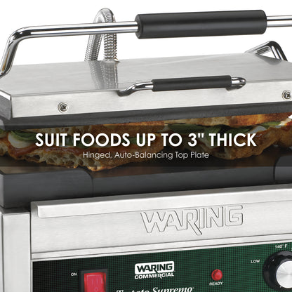 Waring WFG250 Tostato Supremo® Large Flat Toasting Grill — 120V (14.5" x 11" cooking surface)