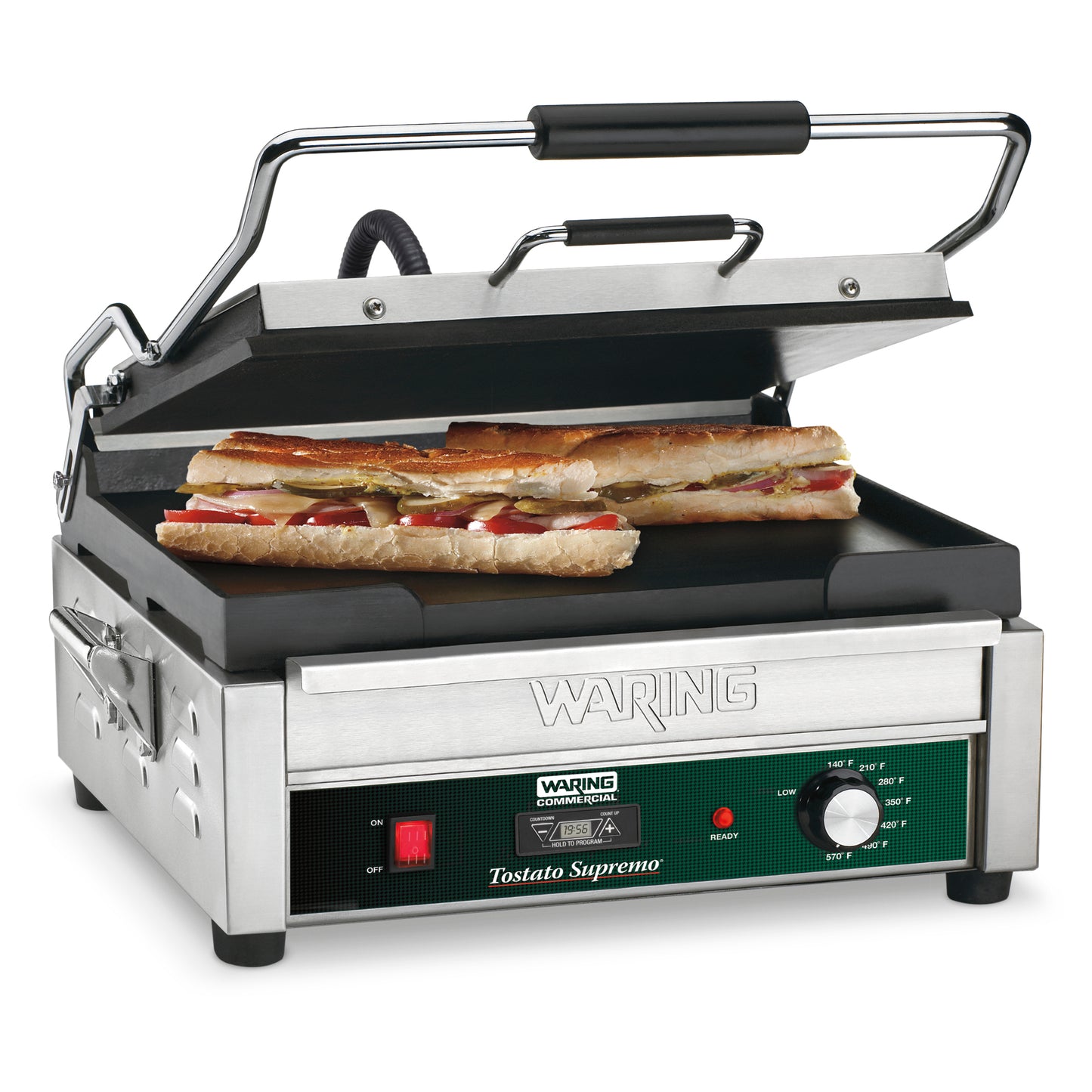 Waring WFG275T Full-Sized 14" x 14" Flat Toasting Grill with Timer — 120V (14" x 14" cooking surface)