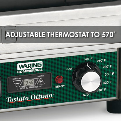 Waring WFG300T Tostato Ottimo® Dual Toasting Grill with Timer — 240V (17" x 9.25" cooking surface)