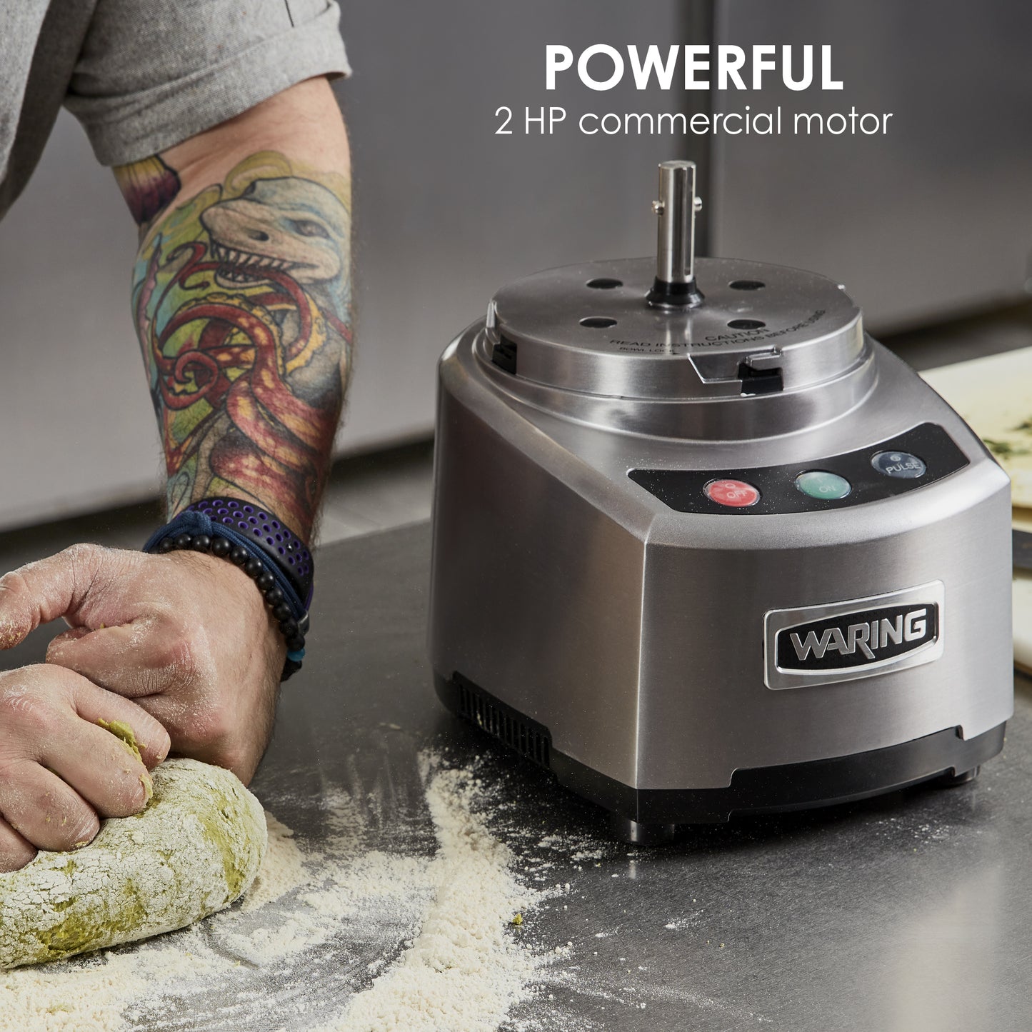 Waring WFP16SCD 4-Qt. Combination Bowl Cutter Mixer and Continuous-Feed with Nylon Dicing and LiquiLock® Seal System