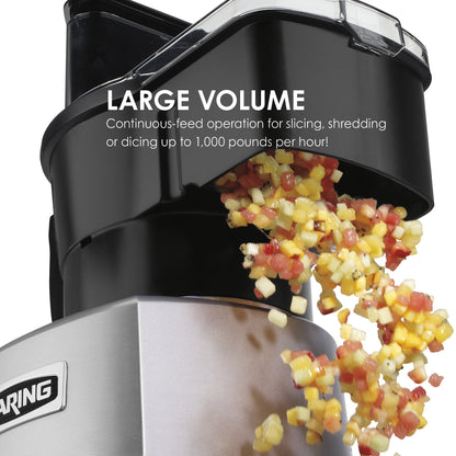 Waring WFP16SCD 4-Qt. Combination Bowl Cutter Mixer and Continuous-Feed with Nylon Dicing and LiquiLock® Seal System