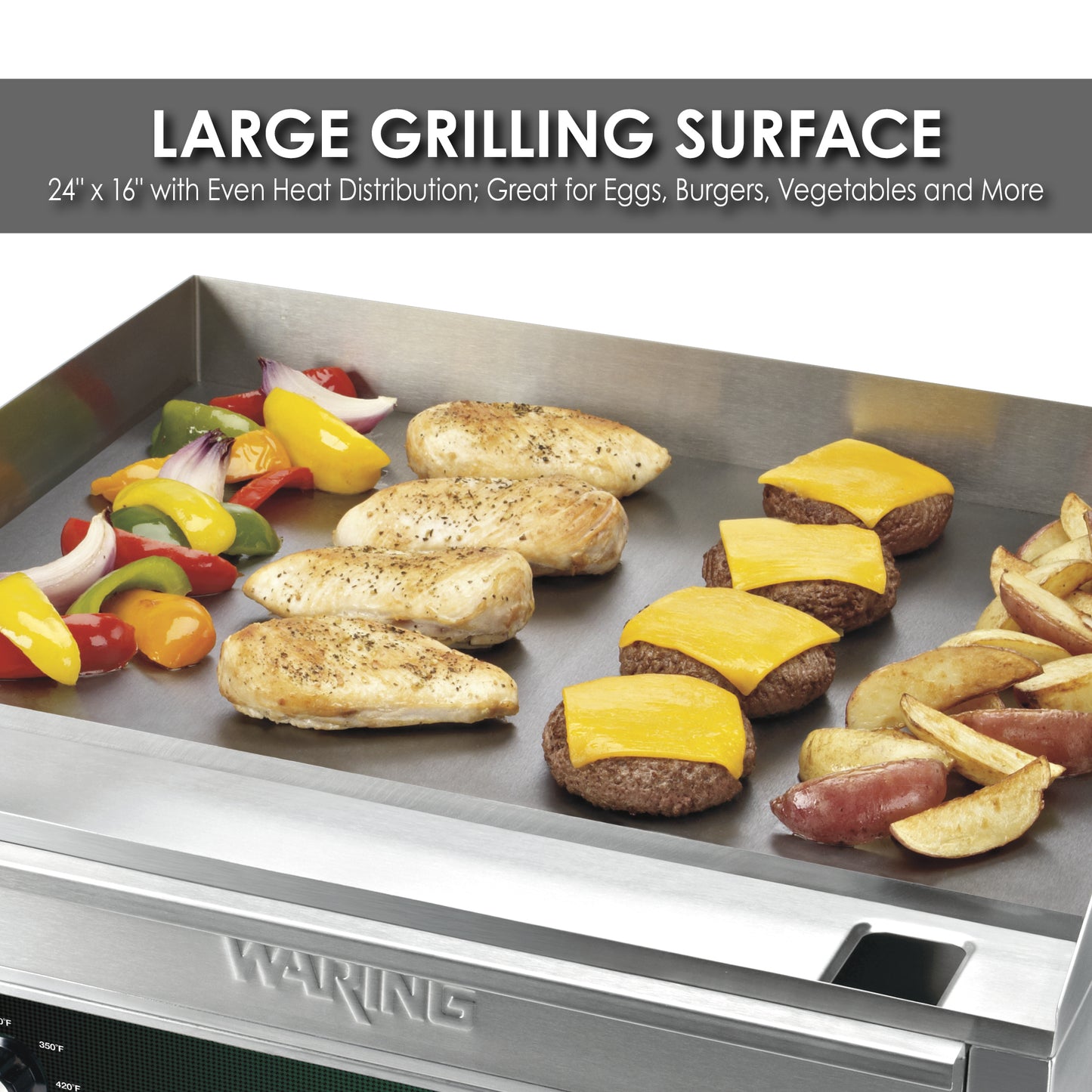 Waring WGR240X Countertop Electric Griddle — 240V, 3300W (24" x 16" cooking surface)