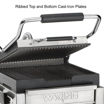 Waring WPG150B Panini Perfetto® Compact Panini Grill — 208V (9.75" x 9.25" cooking surface)