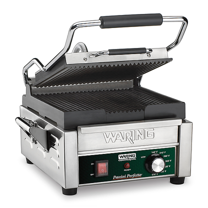 Waring WPG150B Panini Perfetto® Compact Panini Grill — 208V (9.75" x 9.25" cooking surface)