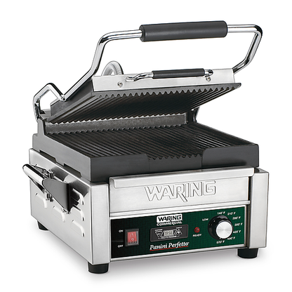 Waring WPG150T Panini Perfetto® Compact Panini Grill with Timer — 120V (9.75" x 9.25" cooking surface)