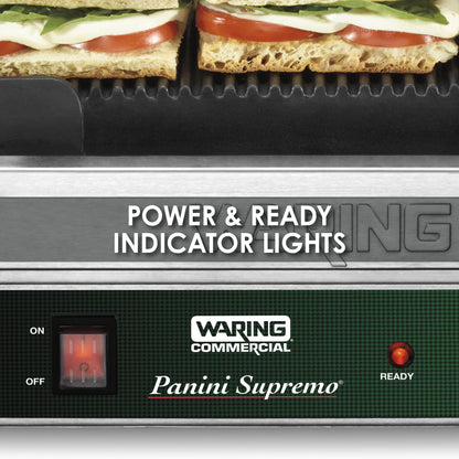 Waring WPG250 Panini Supremo® Large Panini Grill — 120V (14.5" x 11" cooking surface)