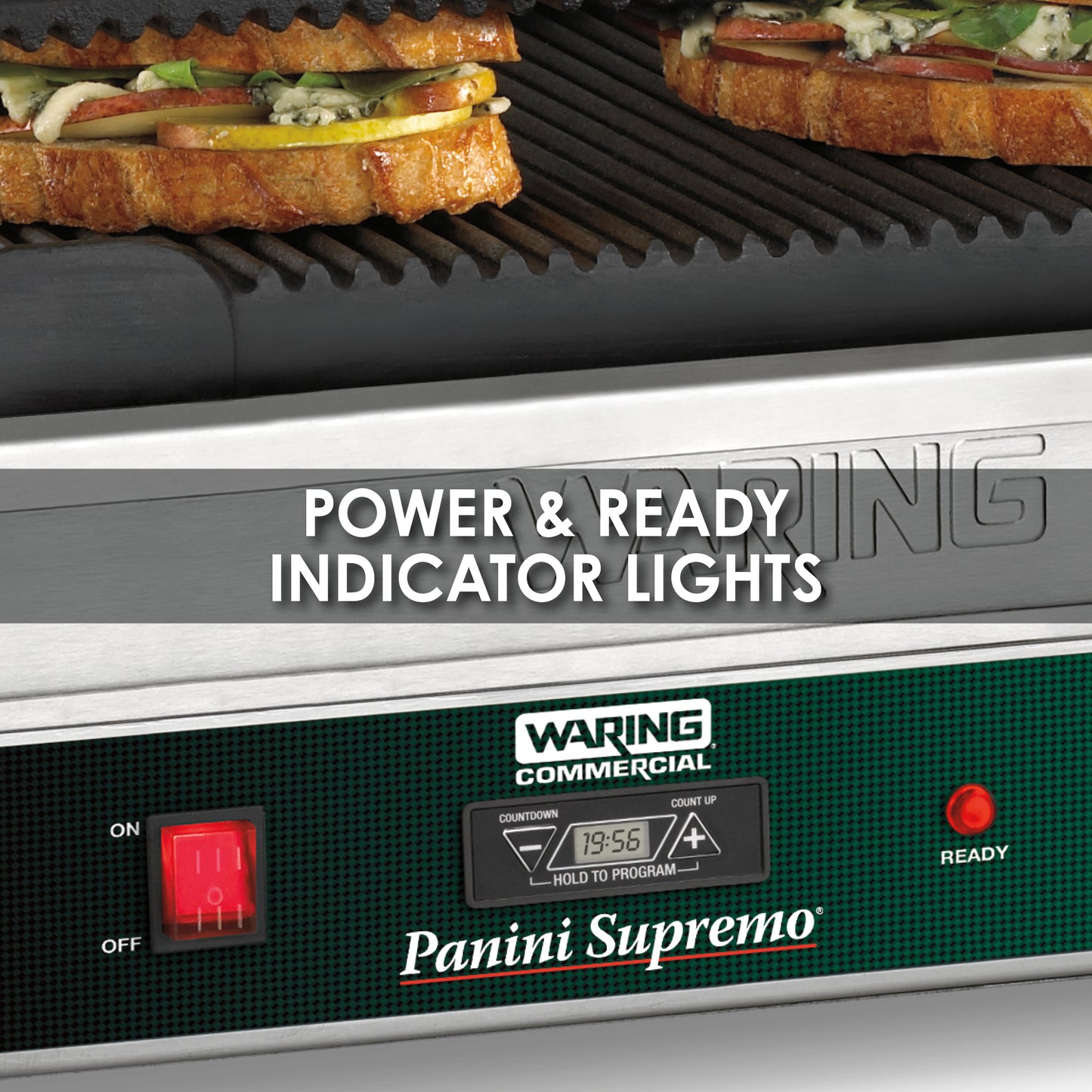 Waring WPG250T Panini Supremo® Large Panini Grill with Timer — 120V (14.5" x 11" cooking surface)