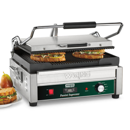 Waring WPG250TB Panini Supremo® Large Panini Grill with Timer — 208V (14.5" x 11" cooking surface)